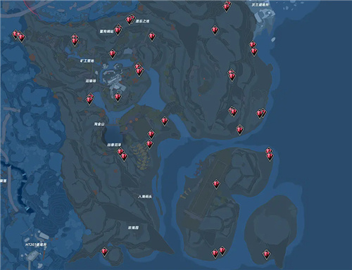 4.克罗恩区域3.纳维亚区域2.班吉斯区域1.星岛区域幻塔火矿石刷新点